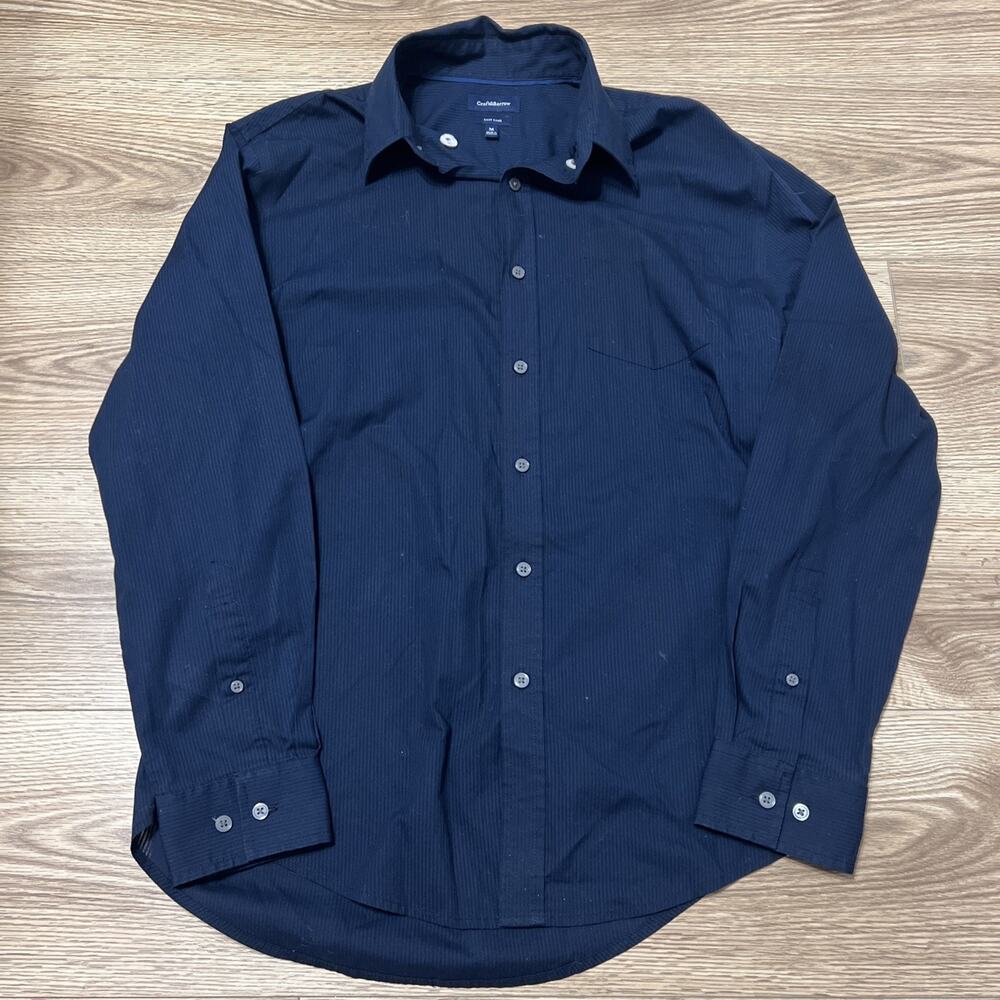 Croft & Barrow Men’s Blue Striped Easy Care Button-Up Shirt Size Medium (A39)